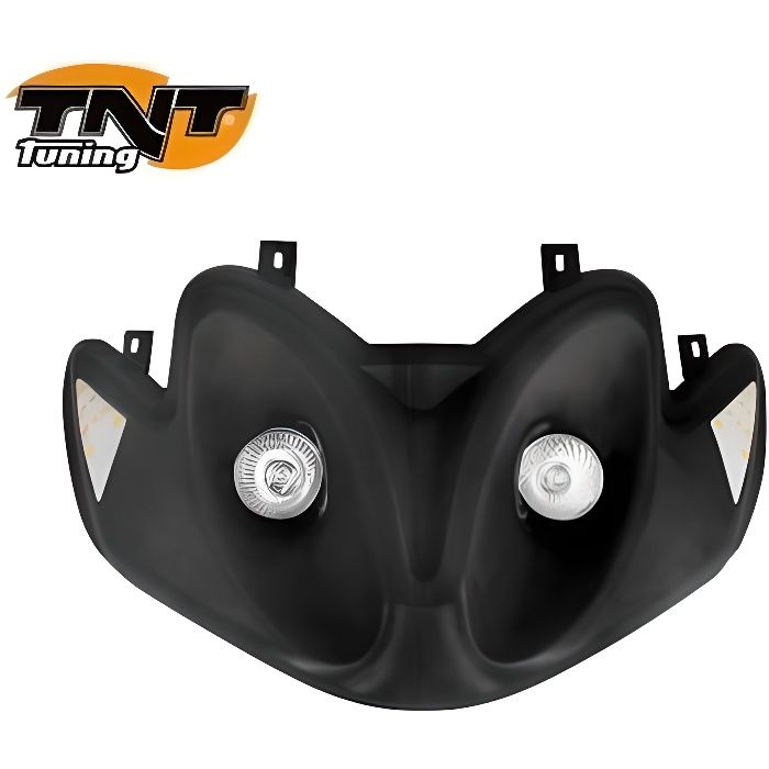 DOUBLE OPTIQUE - PHARE - FEU AVANT A LEDS TNT TUNING EN NOIR POUR MBK MACH-G - YAMAHA JOG R - RR