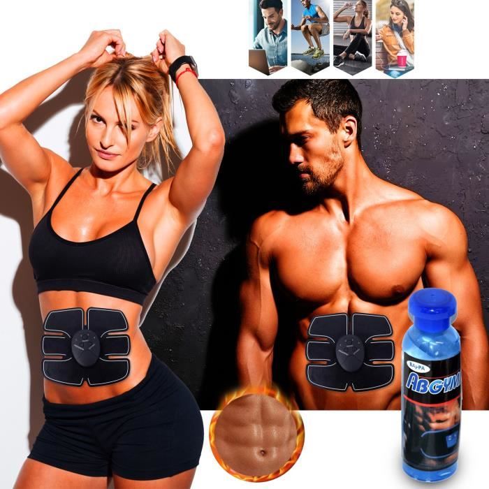 Ceinture Amincissante Abdominale - Fonte de Graisse - ABS électro-stimulation Massage Corps,Gym Workout Fitness + Gel 100ml