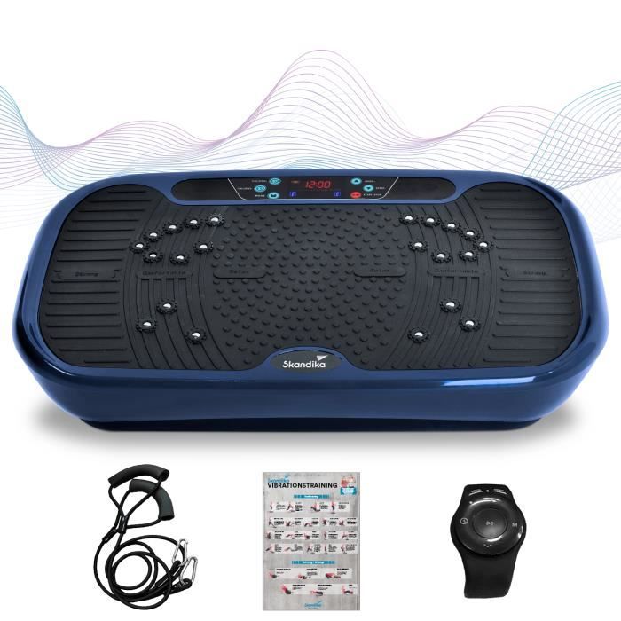 Skandika Plateforme vibrante oscillante V1 - Moteur 200W - Sangles d'entraînement - Télécommande au Poignet - Bleu