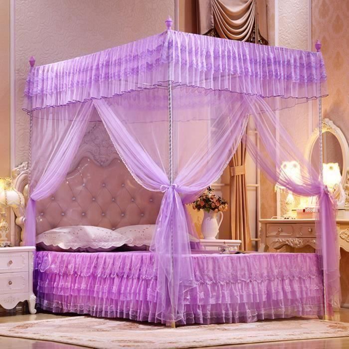 Trois portes ouverte Princess Moustiquaire Rideaux de lit double Rideau de sommeil Violet Ro58496