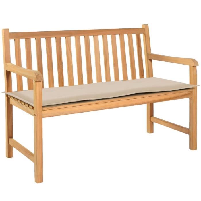 Coussin de Banc de Jardin Terrasse Style Contemporain Banquette de Jardin Extérieure Crème 120 x 50 x 3 cm