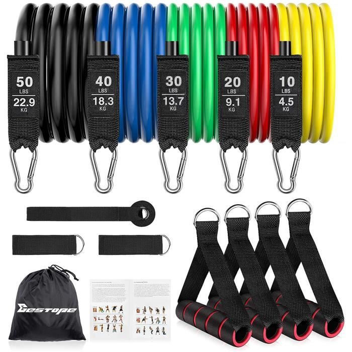 Elastique Musculation, BESTOPE Bande Elastique Musculation, Élastiques musculation, 5 Bandes de Résistance 150Lbs, 150
