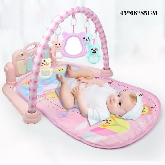 Tapis d'éveil,3 en 1 bébé tapis de jeu bébé jouets de gymnastique éclairage doux hochets jouets musicaux pour bébés - Type pink-2