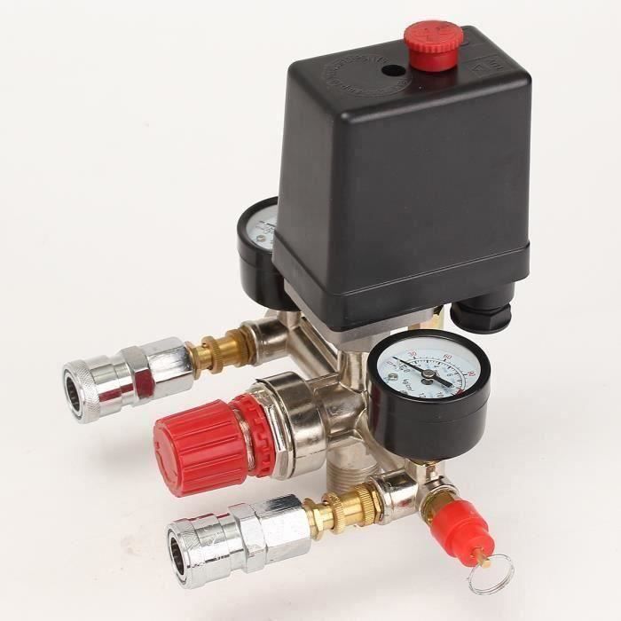 Compresseur D 'Air Pressostat Pompe + Valve Régulation Pression Contrôle Jauge @WPD