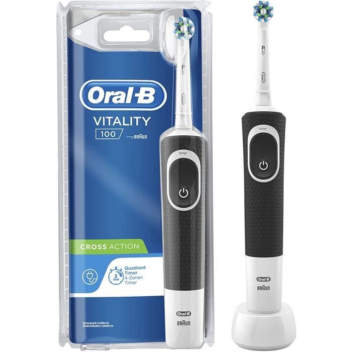 Oral-B - 610515 - Vitality 100 Crossaction Brosse à Dents Électrique Rechargeable Noir, standard