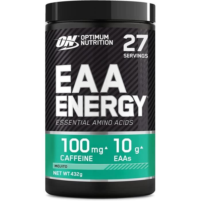 EAA EnergyMélange Complet d'Acides Aminés Essentiels avec CaféinePre Workout en Poudre sans SucreSaveur Mojito27 Portions432 29