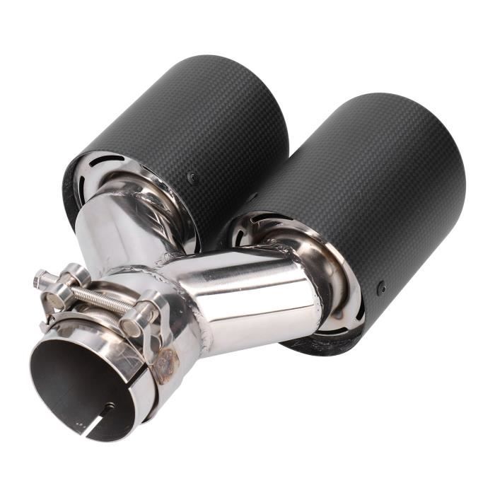 Tbest Embout d'échappement Tuyau d'Échappement Double Voiture Embout Gorge de Queue en Fibre de Carbone Mat Acier Inoxydable