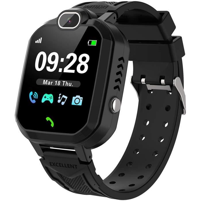 Montre Connectée Enfant - Montre de Jeu avec Appareil Photo Lecteur de Musique Mode Scolaire Réveil Appels SOS Montre Intelligente