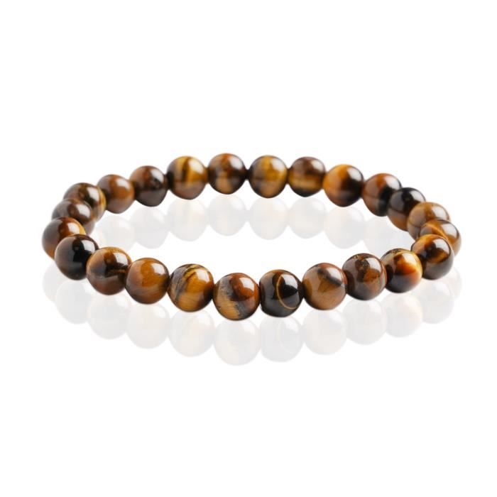Bracelet Pierre Naturelle Oeil De Tigre 8mm , Bracelet perle , Pierre Précieuse pour homme et femme