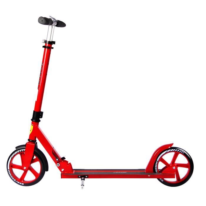 Ferrari Trottinette Scooter pour Enfants | Patinette 2 Roues Pliable | Max. 100kg | Taille: 140 - 180cm | Rouge