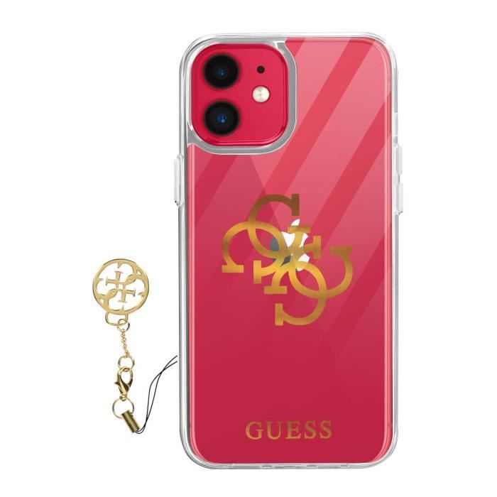 Coque Apple iPhone 11 Bi-matière 4G Charms Guess Transparent Logo doré Jaune