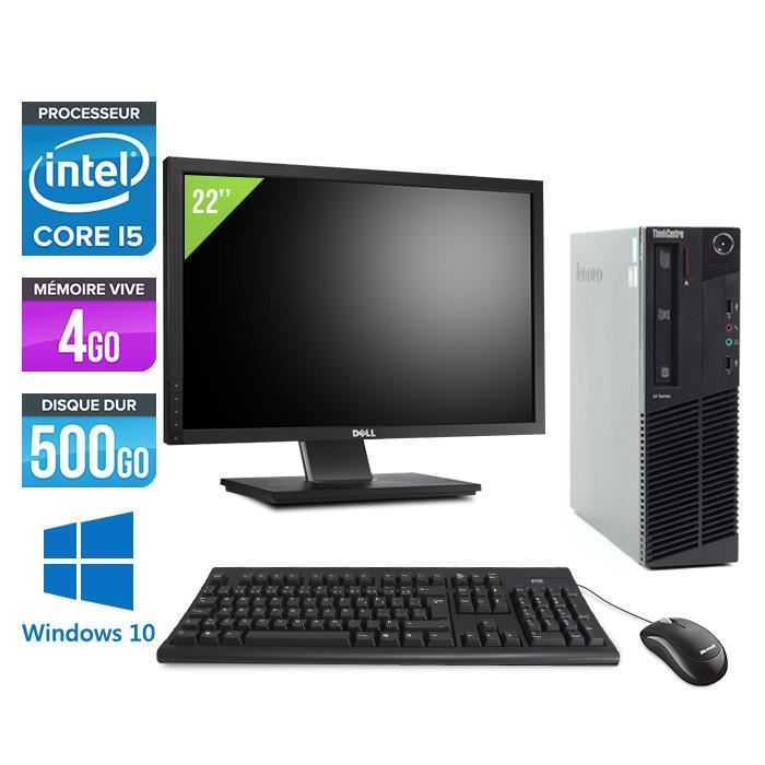 Pc De Bureau Lenovo M92p Sff- I5 - 4go- 500go- W10 + Ecran 22''