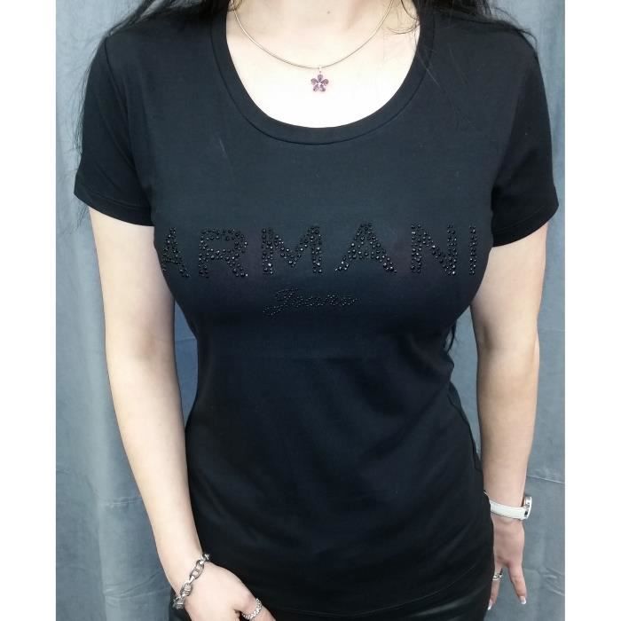 Tee-Shirt Armani Jeans pour femmes manches courtes V5H17 Noir.