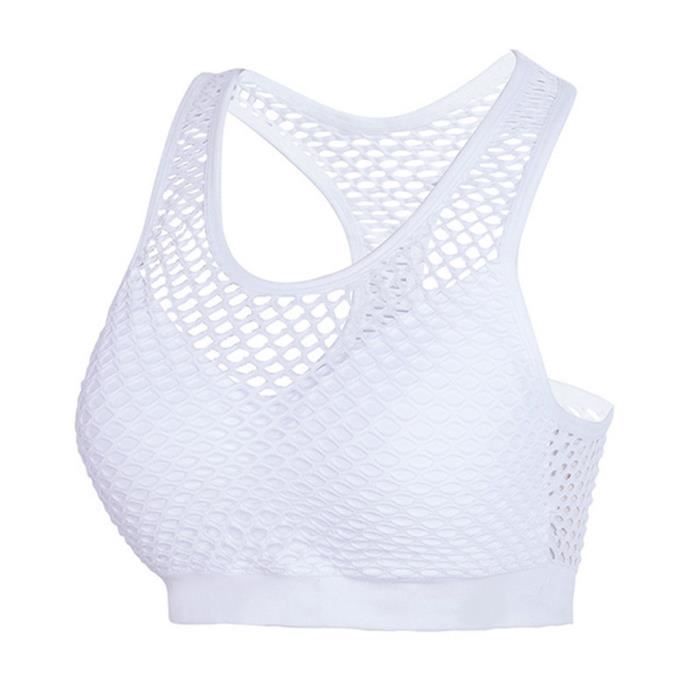 Femme Bras Yoga Courir Sexy Intime Gilet Dry Respirant Retour Fitness Lady Tops M blanc