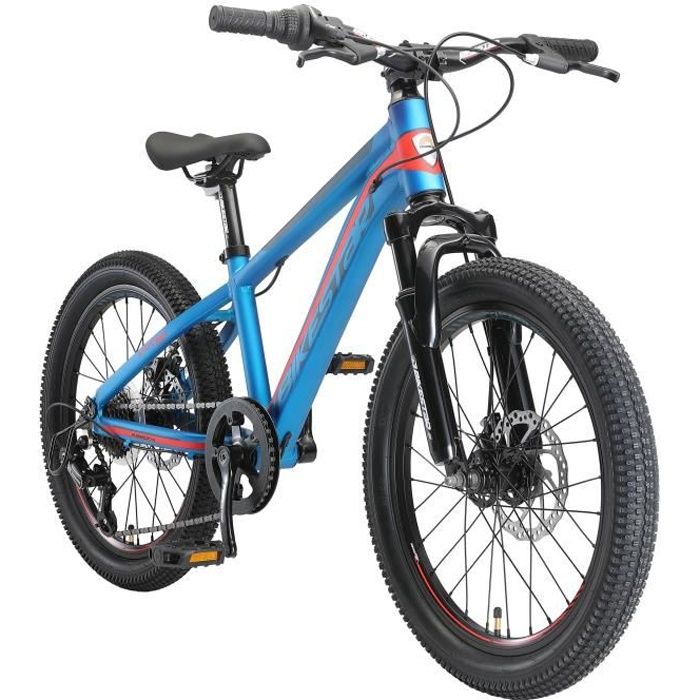 BIKESTAR | VTT | 20 Pouces de 6 à 9 ans | 7 vitesses Shimano avec frein à disque Hardtail | Bleu Orange