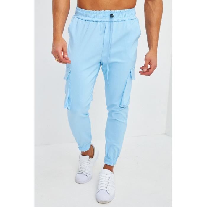 Pantalon cargo bleu ciel