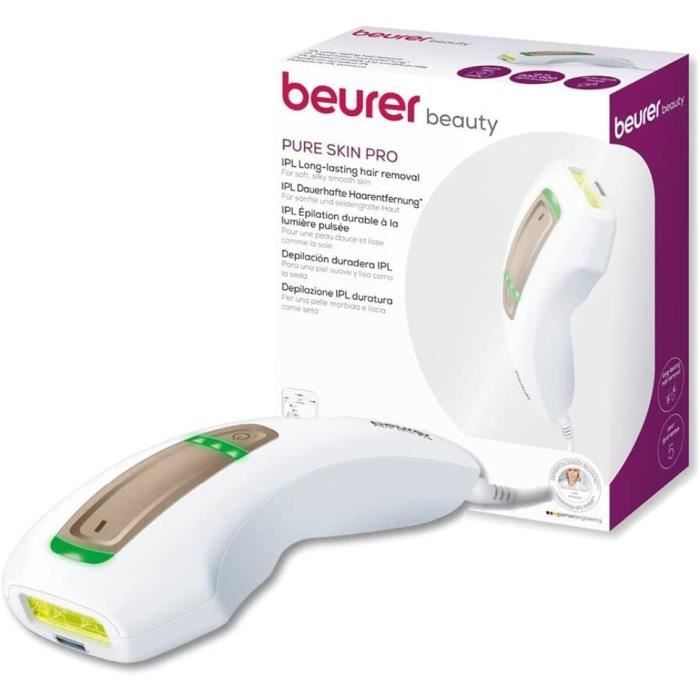 Beurer IPL Pure Skin Pro Epilateur à la Lumière Pulsée Longue Durée , Epilateur compact IPL , Testé Cliniquement , Cartouche de 200