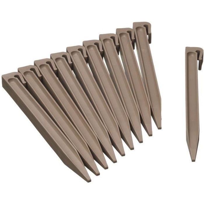 NATURE Sachet de 10 ancres pour bordure de jardin en polypropylène - H 26,7 x 1,9 x 1,8 cm - Beige taupe