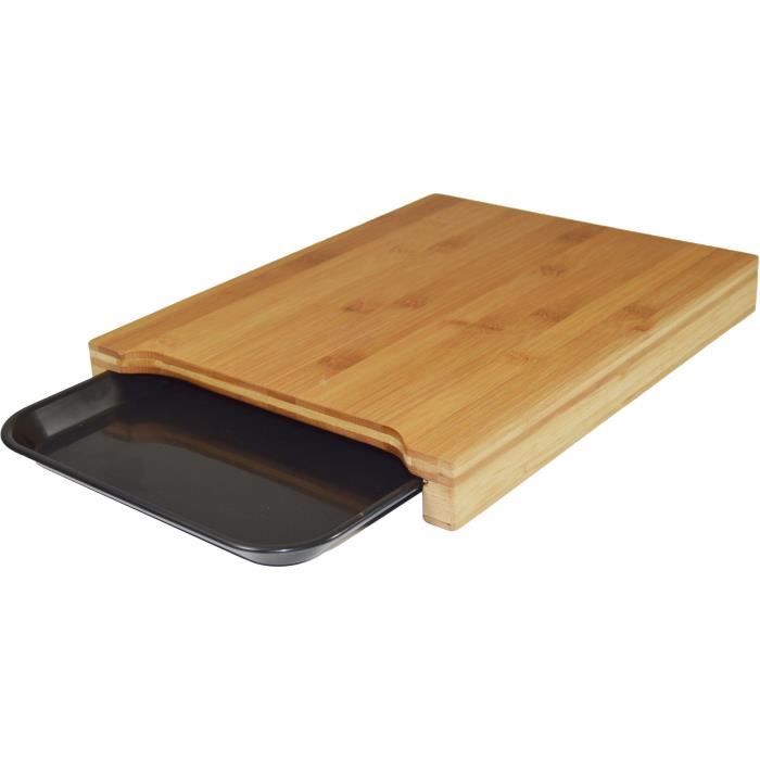 JOCCA Planche à découper bambou avec plateau 36x27,5x4 cm marron