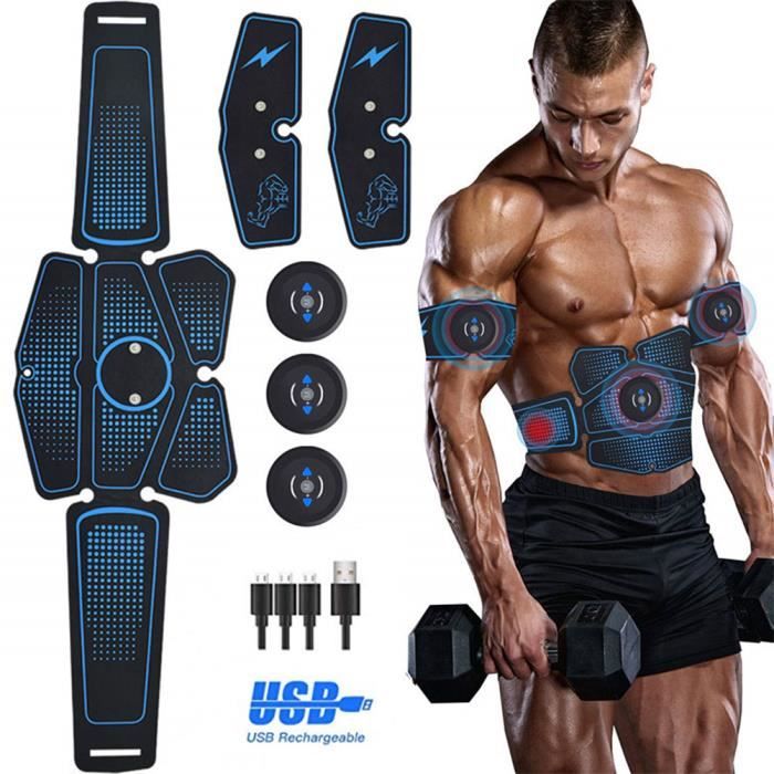 Electrostimulateur Musculaire USB Rechargeable, Ceinture Abdominale Stimulateur EMS Appareil Abdominal Musculation