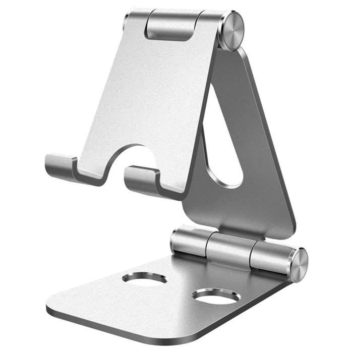 Tikawi Support Téléphone Portable Universel bureau Dock pour iPhone, Huawei, Samsung, Smartphones Tablette Nintendo - Argenté