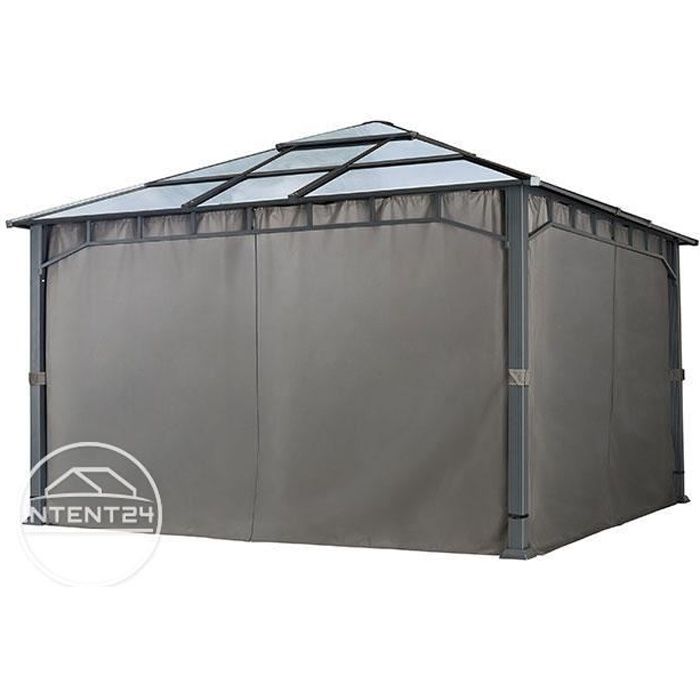 Rideaux (set de 4 toiles) pour tonnelle de jardin Sunset Deluxe 04x04, gris