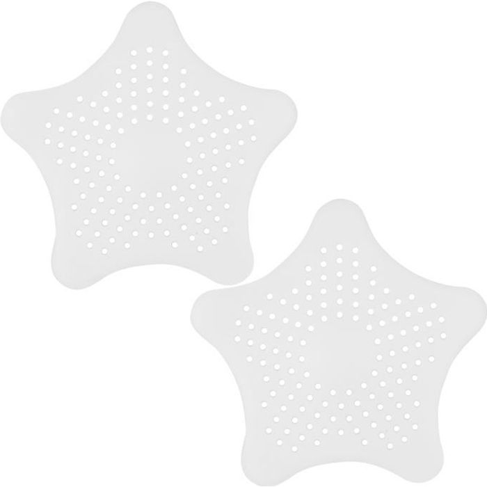TRIXES Paire de Filtres Siphons Pièges Blancs en Silicone Forme d'Étoile pour Évacuation Bonde de Douches Lavabos