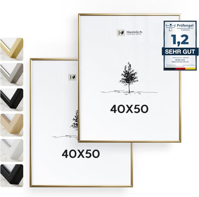 FRAMO35 Cadre Photo 20x25 Noir Pin - Cadre Bois MDF 35mm Avec Verre Antireflet Incassable Fabriqué En Allemagne