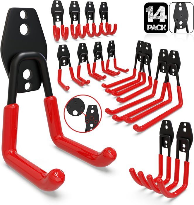 AceMining Lot De 5 Supports + 4 Crochets Noir - Accroche Balai Mural Sans Percage, Porte Balais Et Vadrouilles Robuste En Acier Inoxydable