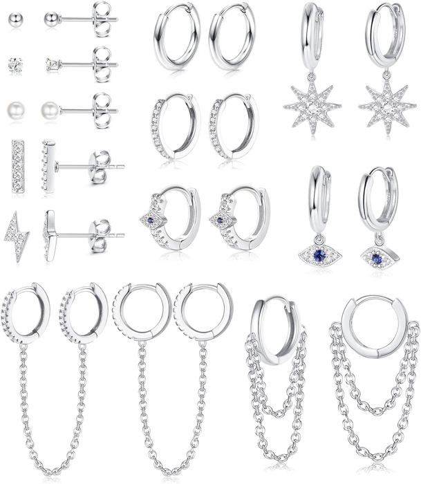 Boucles D'oreilles Puces (clous) Mixte - Petite étoile En Acier Argenté, Neuf Sans Emballage