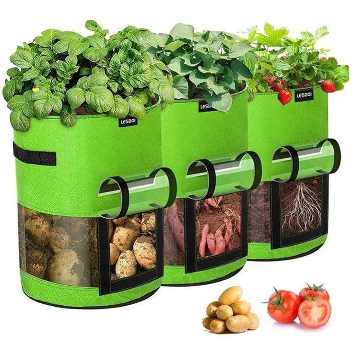 6 Sacs De Plantation 7 Gallons - Tissu Non Tissé Respirant - Pour Pommes De Terre, Tomates, Légumes - Avec Gants
