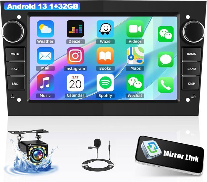 Liulbobu Autoradio per 2 Din per Opel Meriva Corsa Zafira Vivaro Antara Compatibile con Carplay/Android Auto, Car Radio Stereo con da 7 Pollici Bluetooth/FM/AM/USB/DSP/RDS/Mirror Link-Grigio