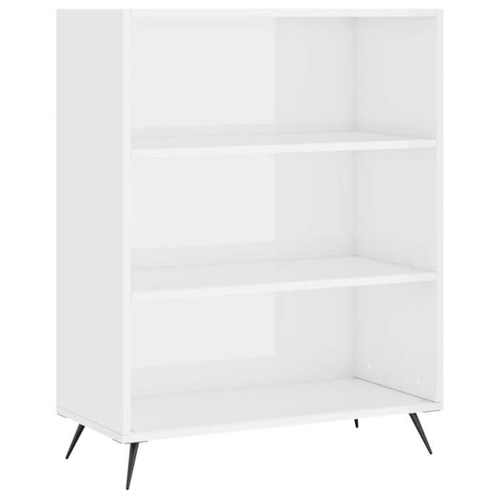 Bibliothèque - mango - Meuble de rangement - Blanc - brillant - 69 5x32 5x90 cm - bois dingénierie M396