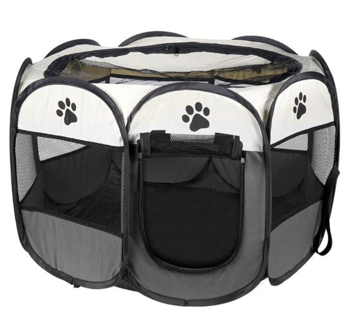 Parc pliable - Chien / Chat - Octogonal - 74x74x46 cm - Gris - Pour petits animaux