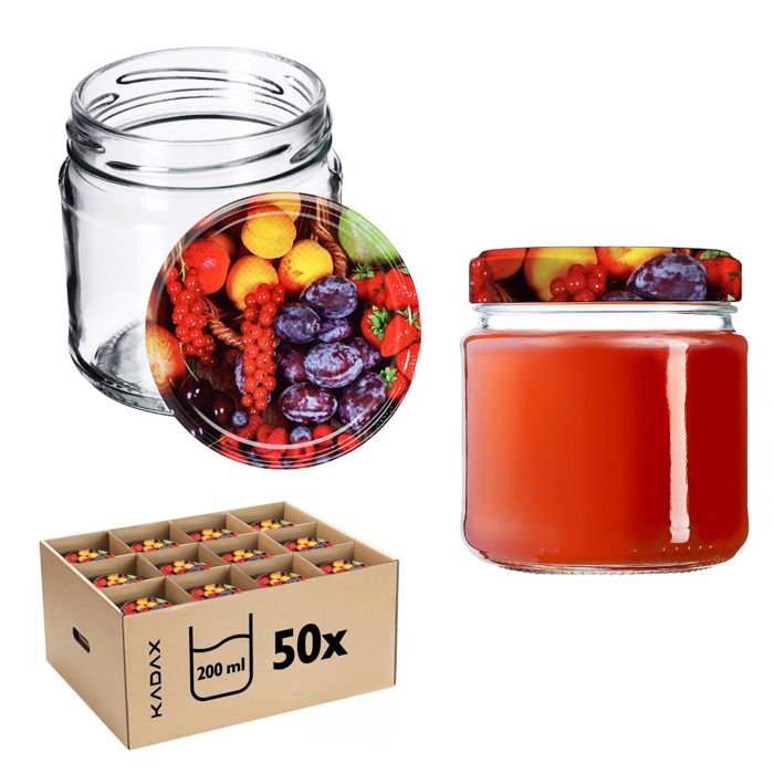 KADAX Lot De 100 Bocaux à Confiture De 300 Ml Avec Couvercle à Visser De 82 Mm De Diamètre - Bocaux Miniatures Pour Miel Et épices - Pots à Confiture Avec Couvercle - Bocaux Hermétiques à Offrir