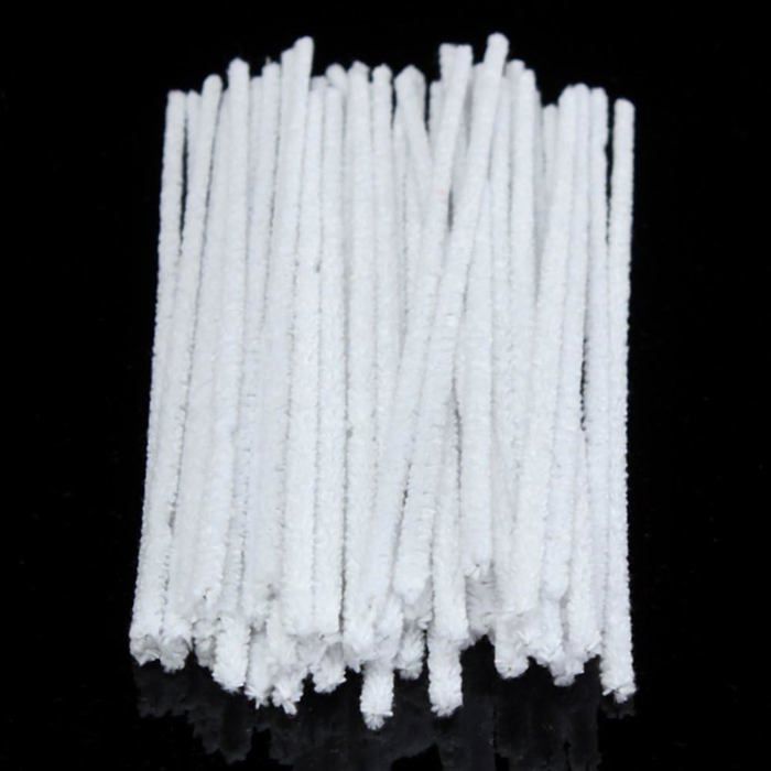 Lot De 300 Cure-pipes (chenilles) En Coton Et Métal - Longueur 16 Cm, Blanc - Pour Artisanat, Nettoyage, Activités Enfants