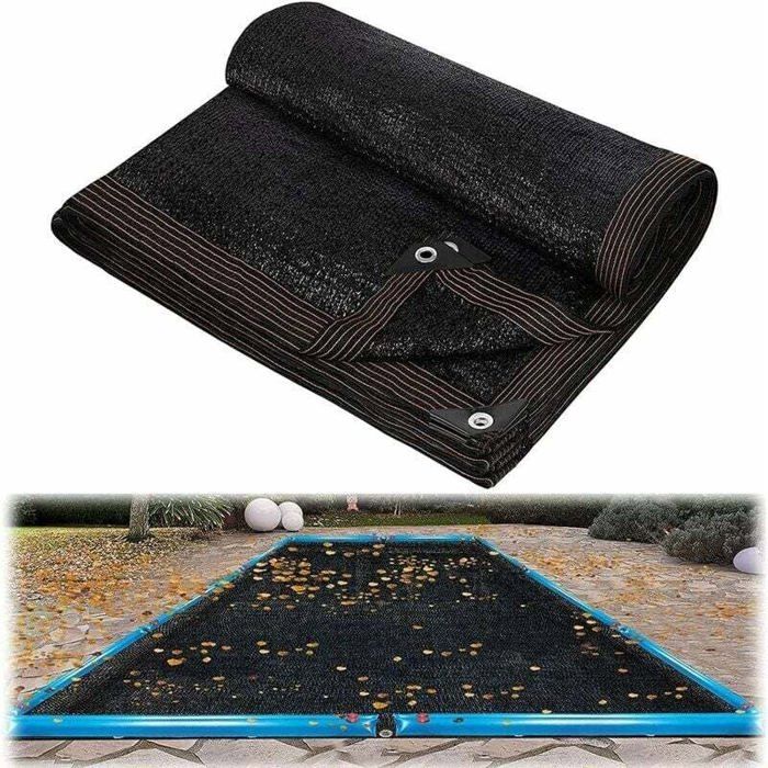 Couverture Filet de Feuille pour Piscine Rectangulaire Bâche Protection Piscines Hors-Sol Extérieur Bloquer Feuilles Mortes et Dé