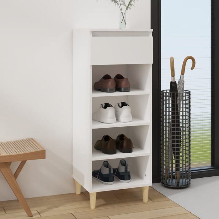 Blanc Armoire à chaussures - Meuble d’entrée pour Couloir/salon - Blanc 40x36x105 cm - Bois dingénierie @sale47966