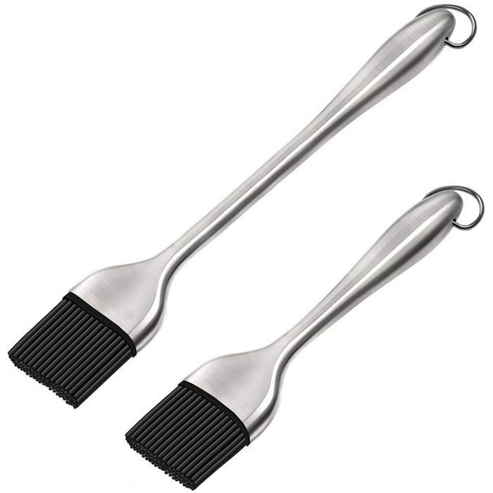 Lot De 2 Pinceaux à Pâtisserie - Tête Nylon 14x3 Cm - Idéal Pour Nappage Et Dorure - Multicolore