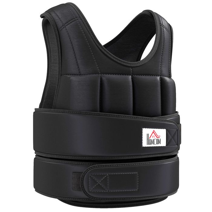Gilet lesté réglable - HOMCOM - 10 Kg max. - poids amovibles - musculation exercice boxe - oxford - noir