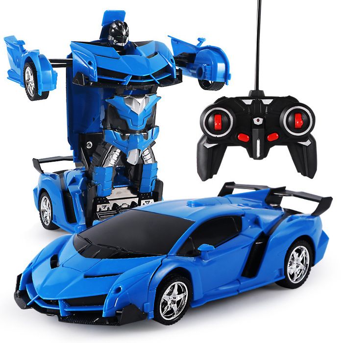 Voiture Télécommandée Transformers -- Avec des effets lumineux - Jouet pour Enfants -Bleu