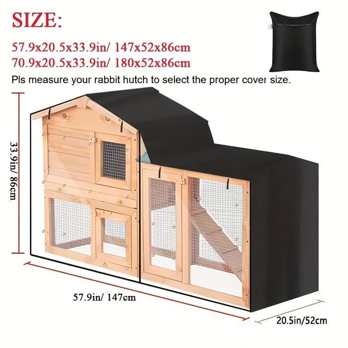 Multicolored Triangular Rabbit Hutch Cover - Dimensions 147 x 52 x 86 cm - RABBIT HUTCH