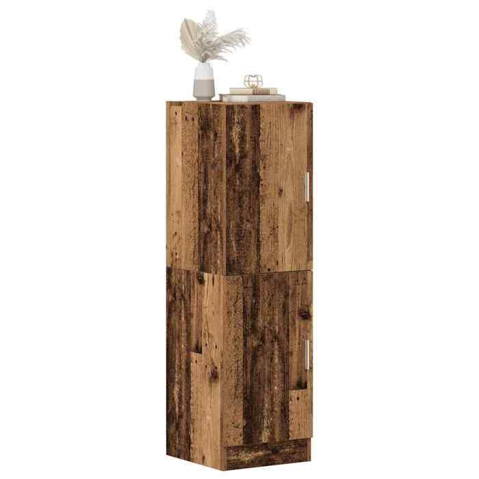 Colonne de cuisine vieux bois style campagne rustique en bois dingénierie avec porte format haut format étroit gain de place