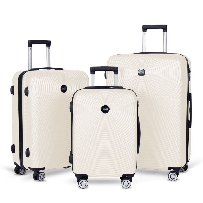 Set De 3 Valises Rigides ABS à Roulettes - Bleu Saphir, Poignées Télescopiques Et Serrures TSA