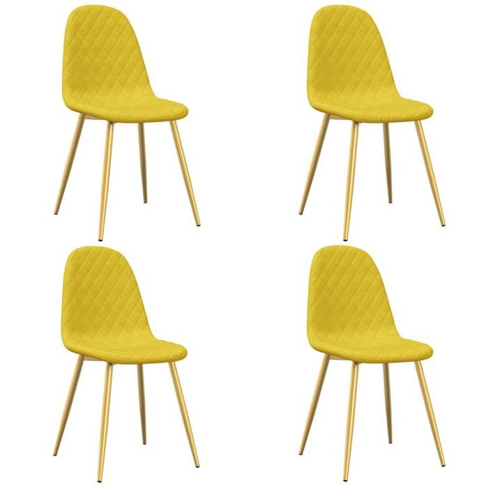 “Winter SaleTOP Chaise de cuisine Jaune - Chaises à manger lot de 4 Jaune moutarde Velours PRO46248