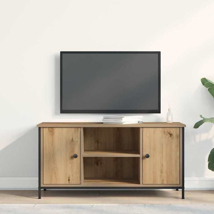 SALE Janvier MODERNE Cabinet TV - MGH - MEUBLE TV/HIFI - Avec rangement - chêne artisanal 100x40x50 cm - Bois dingénierie TT1990