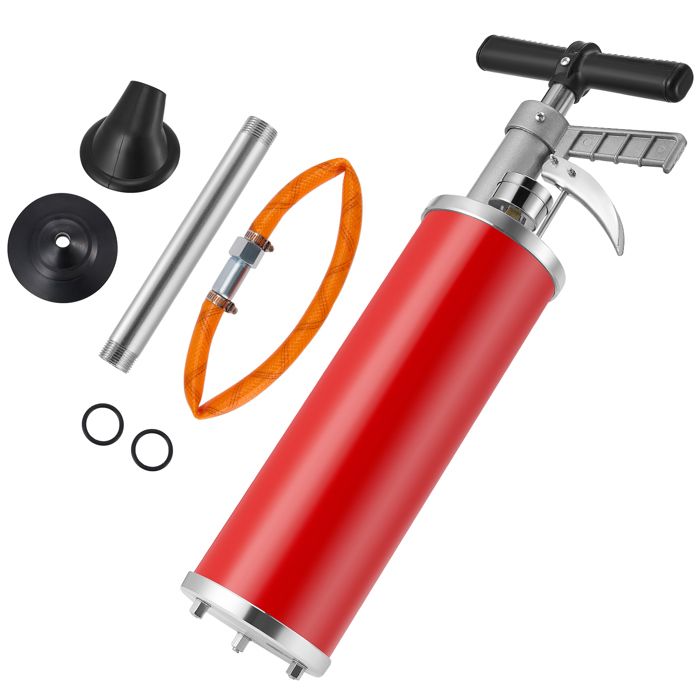 Pompe à déboucher-Très facile à utiliser-avec Manomètre RéglablePompe de Débouchage avec Buse Droite Réversibl-pour éviers
