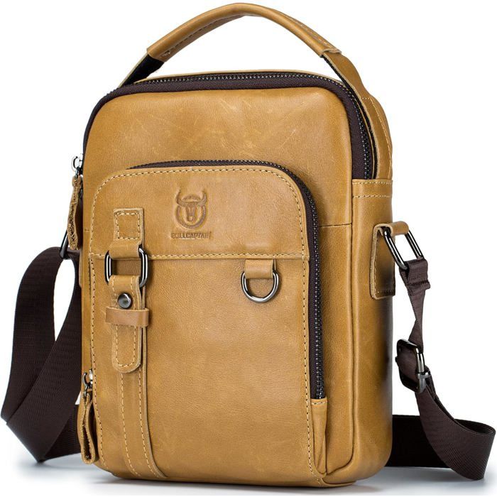 Sacoche Homme Bandouliere Cuir XJYDNCG Grande Capacité - SXD08 - Jaune