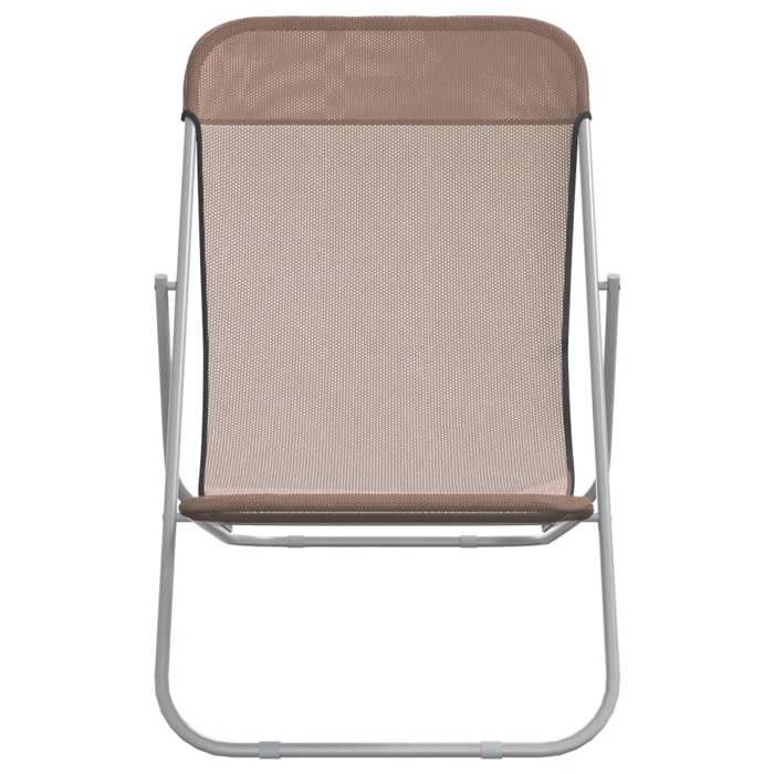 Chaises de plage pliantes - MEUBLECHIC - Lot de 2 - Textilène résistant aux UV - Acier enduit de poudre