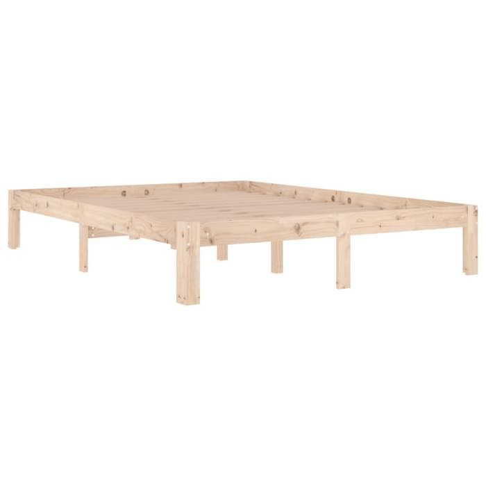 Structure de lit - sans matelas - bois de pin massif 140x190 cm - pour adulte/enfant 27s6V7